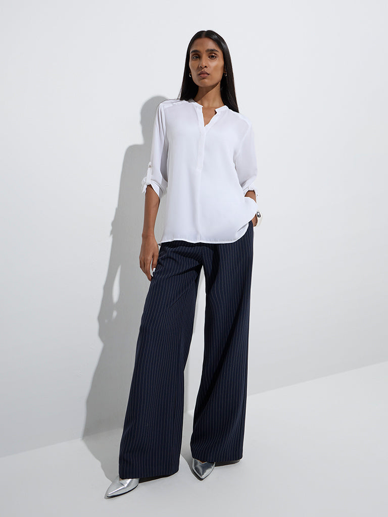 Wardrobe White Sheer Blouse with Inner - Image 2