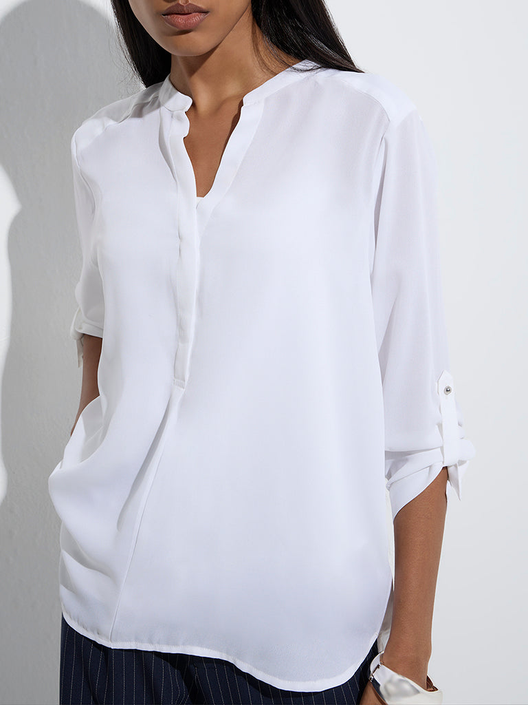Wardrobe White Sheer Blouse with Inner - Image 3