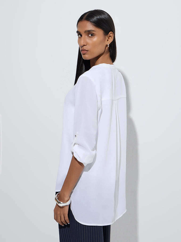 Wardrobe White Sheer Blouse with Inner - Image 4