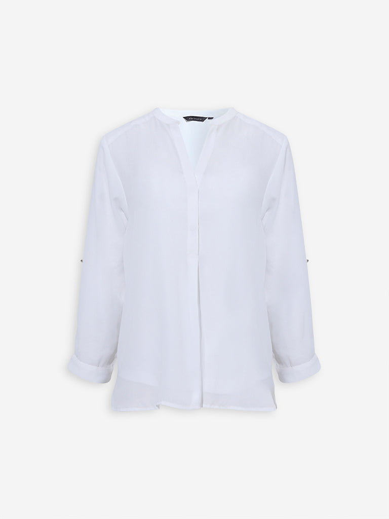 Wardrobe White Sheer Blouse with Inner - Image 5