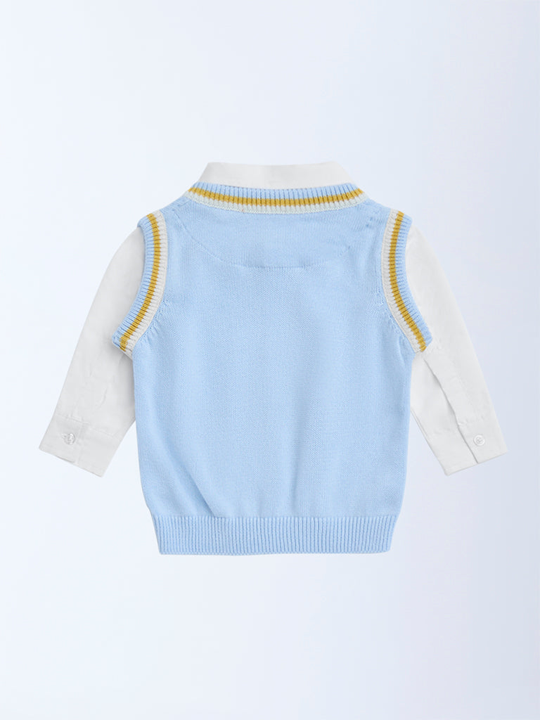 HOP Baby Light Blue Knitted Cotton Sweater - Image 3