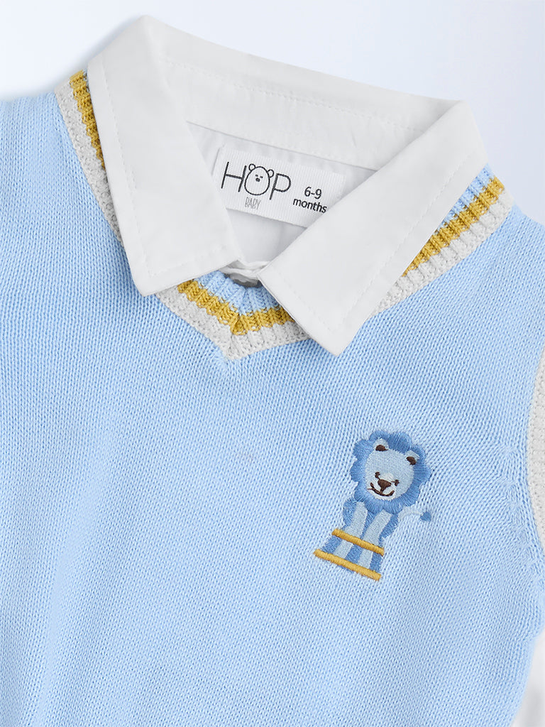 HOP Baby Light Blue Knitted Cotton Sweater - Image 4