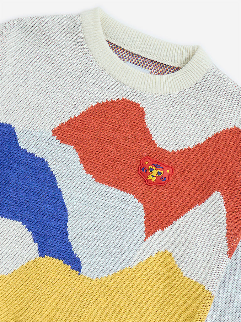 HOP Kids Multicolour Printed Cotton Sweater - Image 4