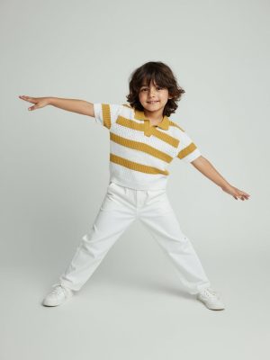HOP Kids Yellow Knitted Cotton T-Shirt