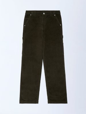 Y&F Kids Olive Relaxed-Fit Mid-Rise Cotton-Blend Trousers