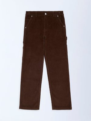 Y&F Kids Brown Mid-Rise Corduroy Trousers