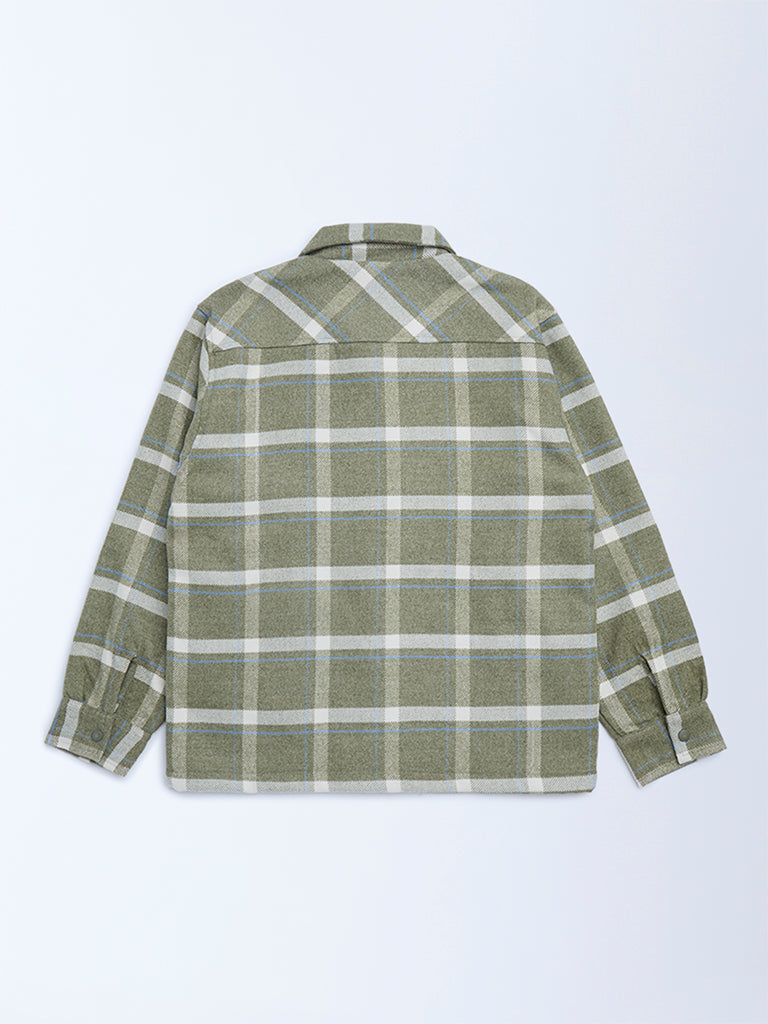 Y&F Kids Green Checkered Shacket - Image 2