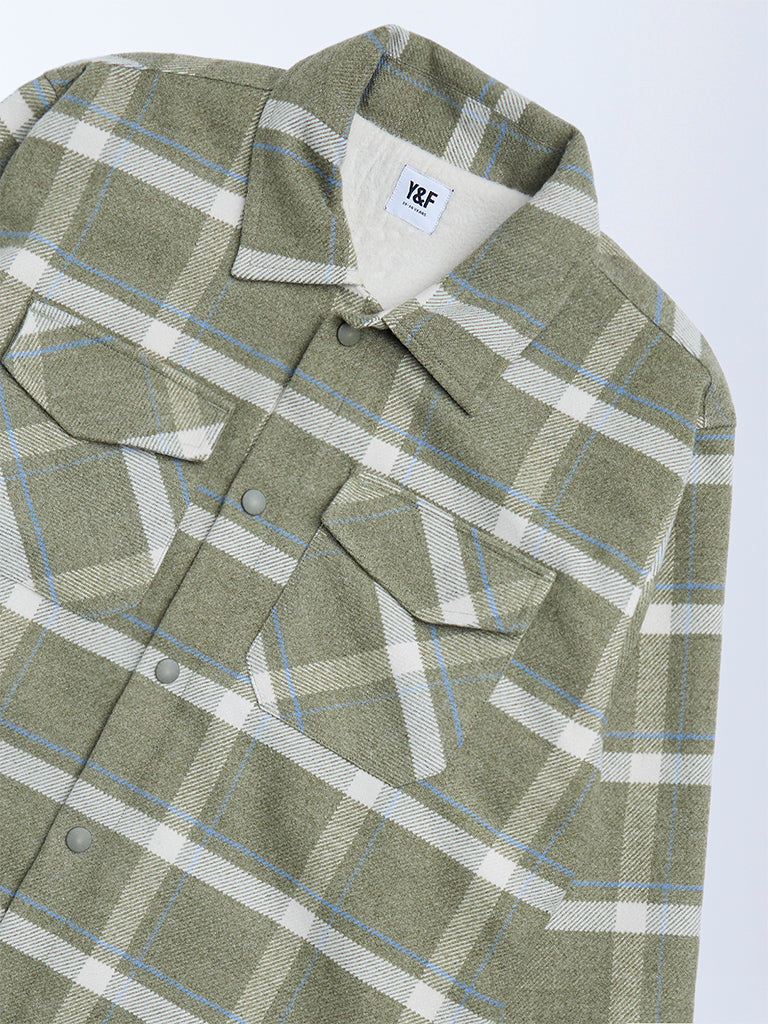 Y&F Kids Green Checkered Shacket - Image 3