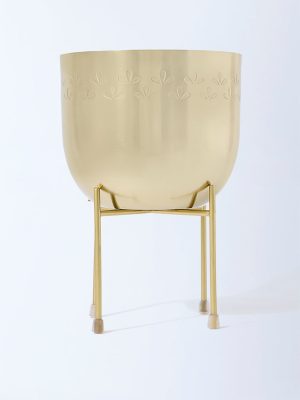 Westside Home Gold Leaf Etched Planter - Small