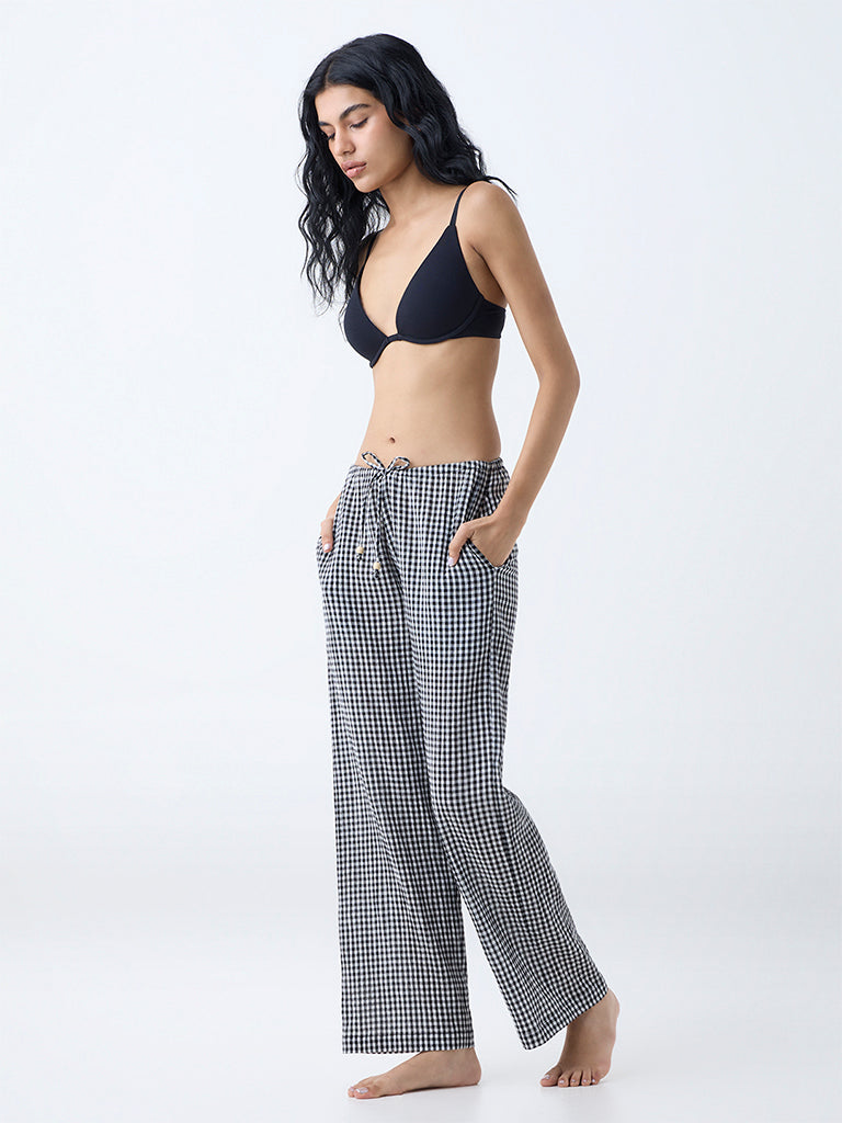 Superstar Black Underwired Cotton-Blend Plunge Bra