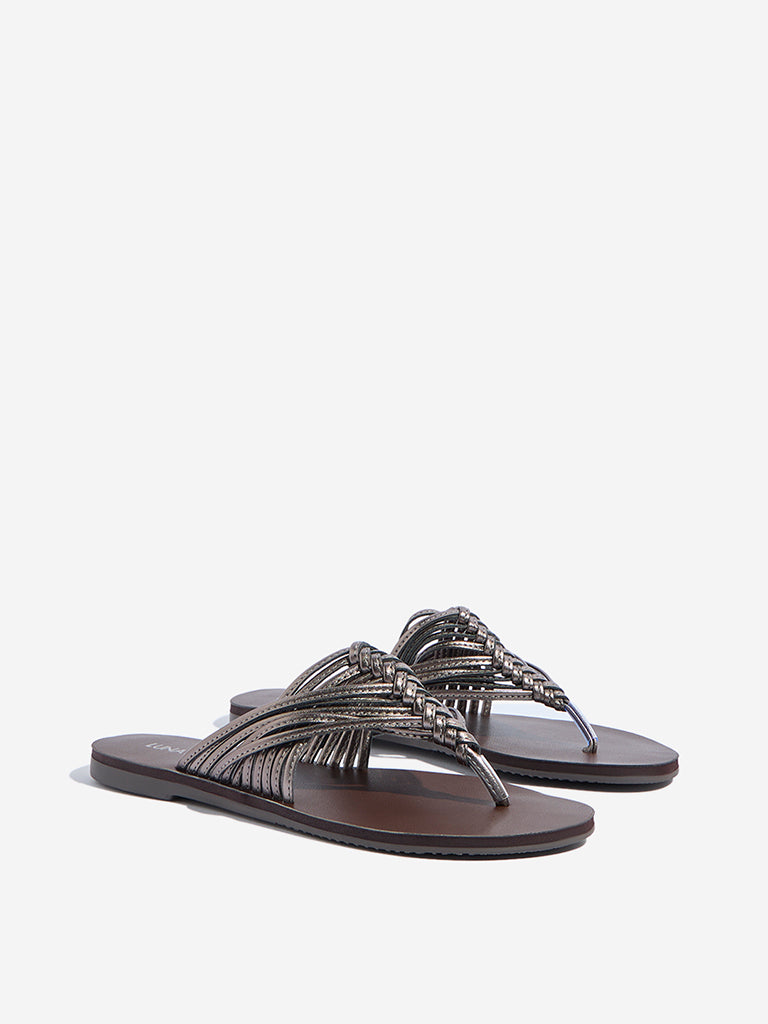 LUNA BLU Dark Grey Braided Sandals - Image 2