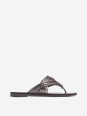 LUNA BLU Dark Grey Braided Sandals