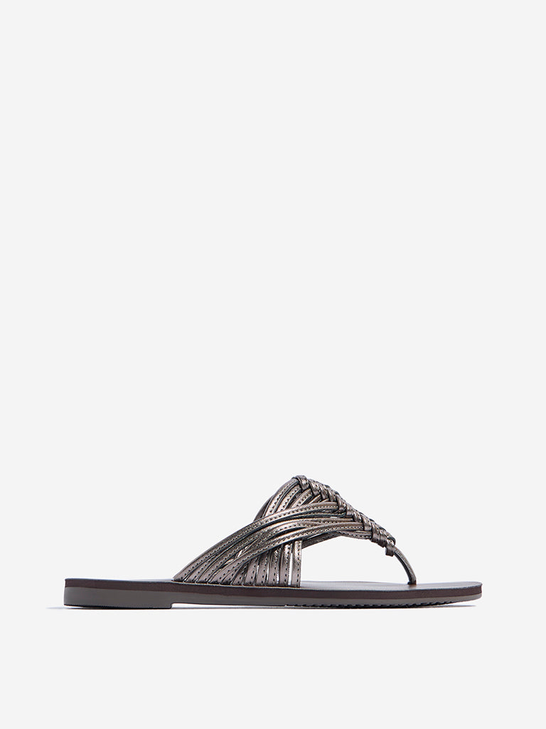 LUNA BLU Dark Grey Braided Sandals
