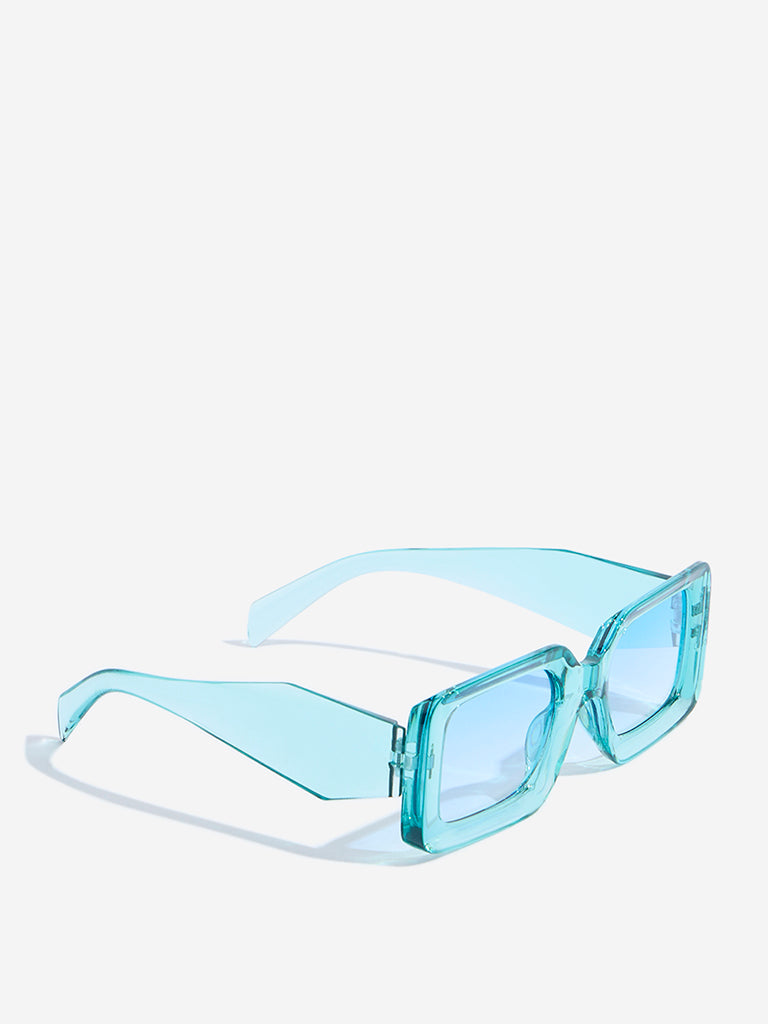 Westside Accessories Aqua Rectangular Sunglasses with Pouch - Image 2