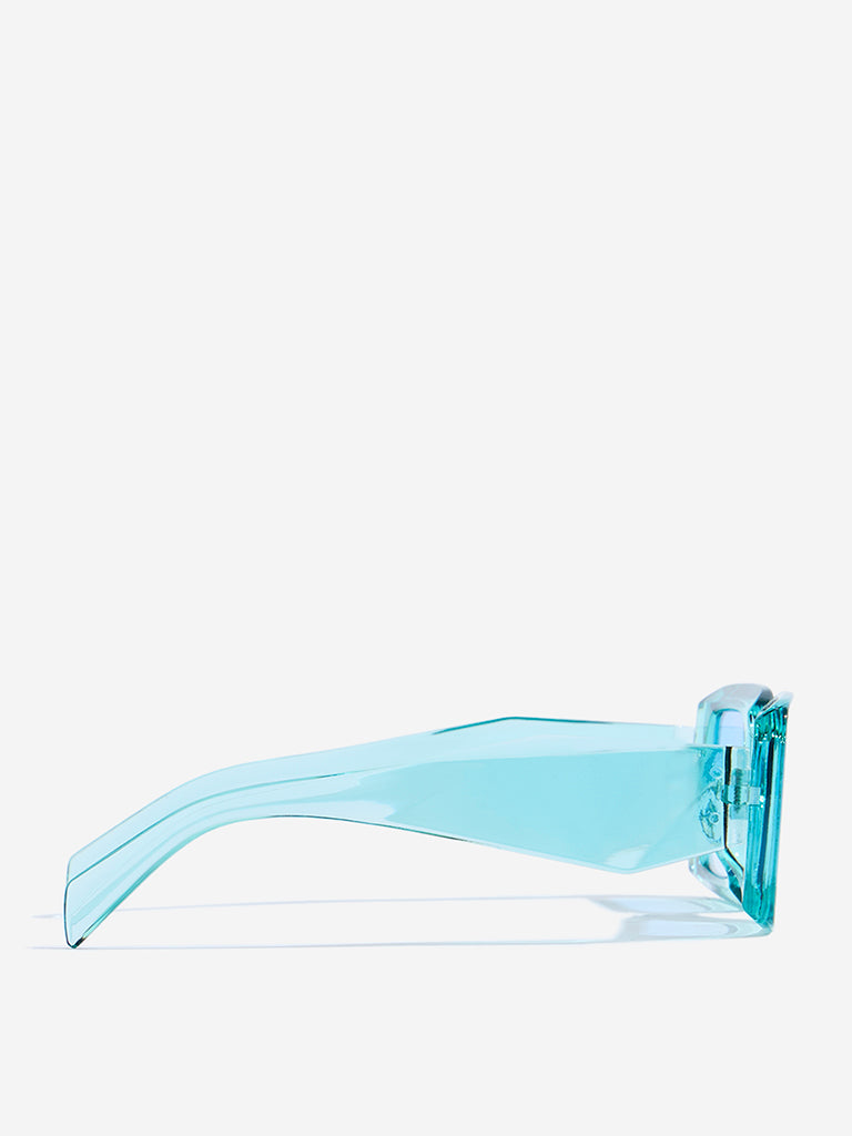 Westside Accessories Aqua Rectangular Sunglasses with Pouch - Image 3