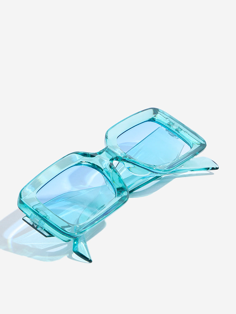 Westside Accessories Aqua Rectangular Sunglasses with Pouch - Image 4