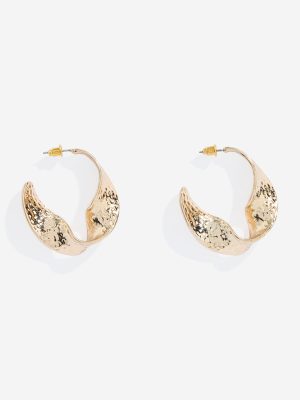 Westside Accessories Gold Textured Half Hoop Earrings