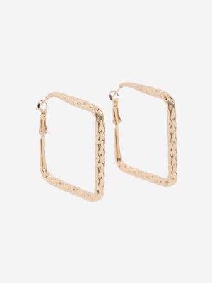 Westside Accessories Gold Textured Square Hoop Earrings