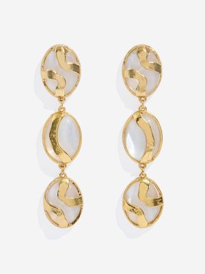 Westside Accessories Gold Resin Oval Dangler Earrings