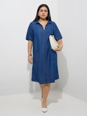 Gia Blue Denim A-Line Dress