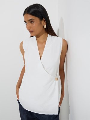 Wardrobe White Crinkle-Textured Top