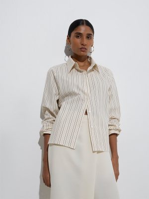 Wardrobe Off-White Striped Cotton Shirt