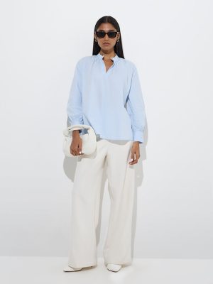 Wardrobe Light Blue Solid Blouse