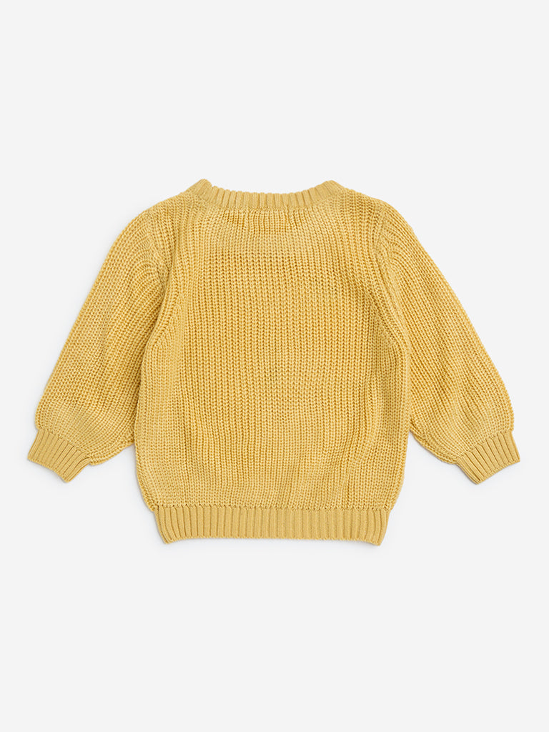 HOP Baby Mustard Embroidered Sweater - Image 3