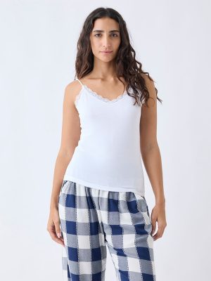 Wunderlove White Lace-Detailed Cotton-Blend Camisole