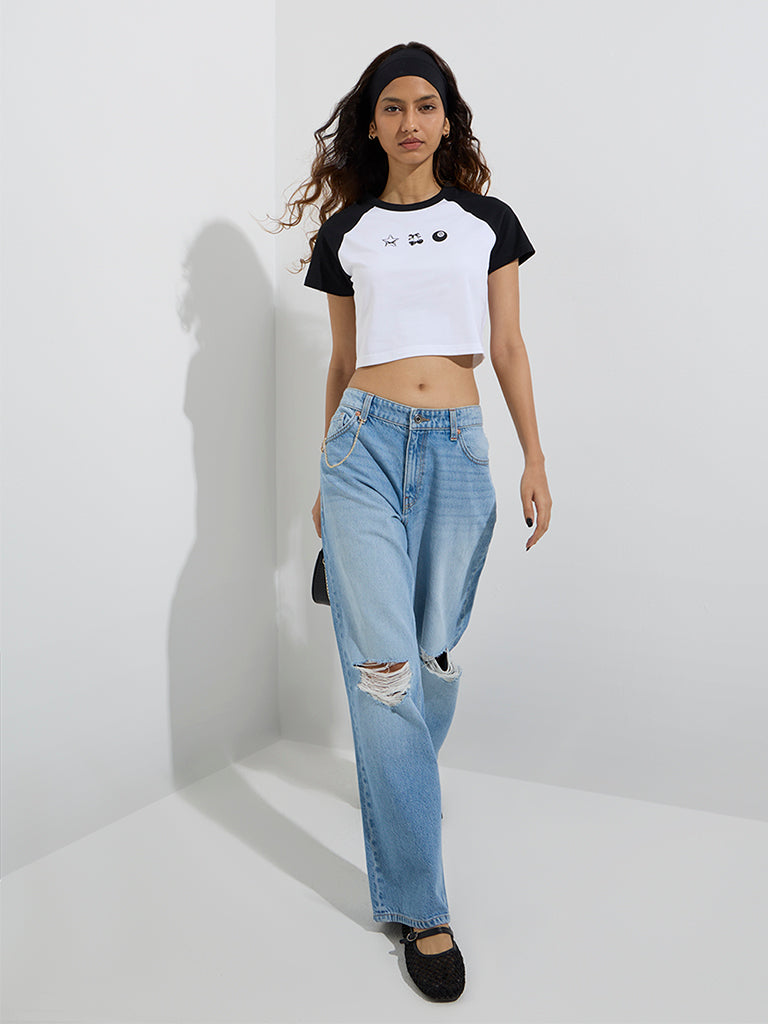 Nuon White Printed Cotton-Blend T-Shirt - Image 2