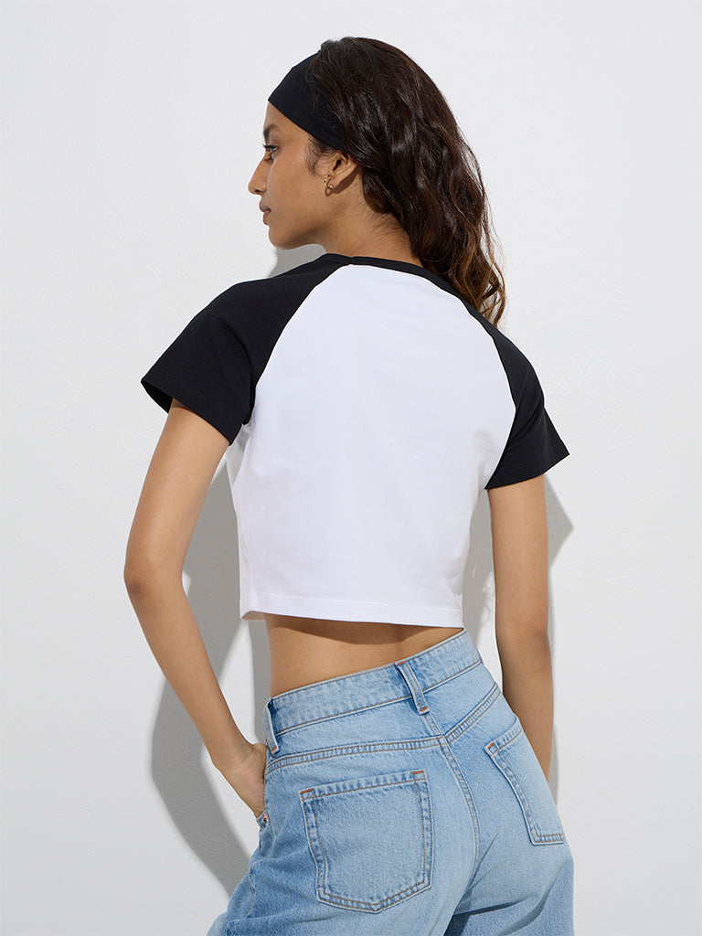 Nuon White Printed Cotton-Blend T-Shirt - Image 4