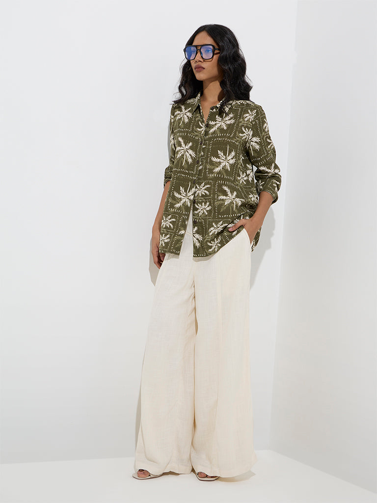 LOV Olive Tropical-Inspired Shirt
