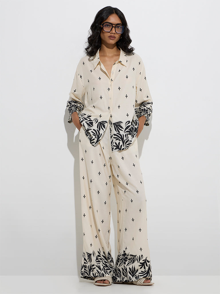 LOV Off-White Leaf Design Shirt - Image 2