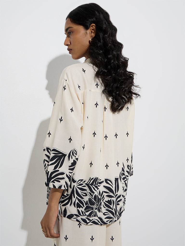 LOV Off-White Leaf Design Shirt - Image 4