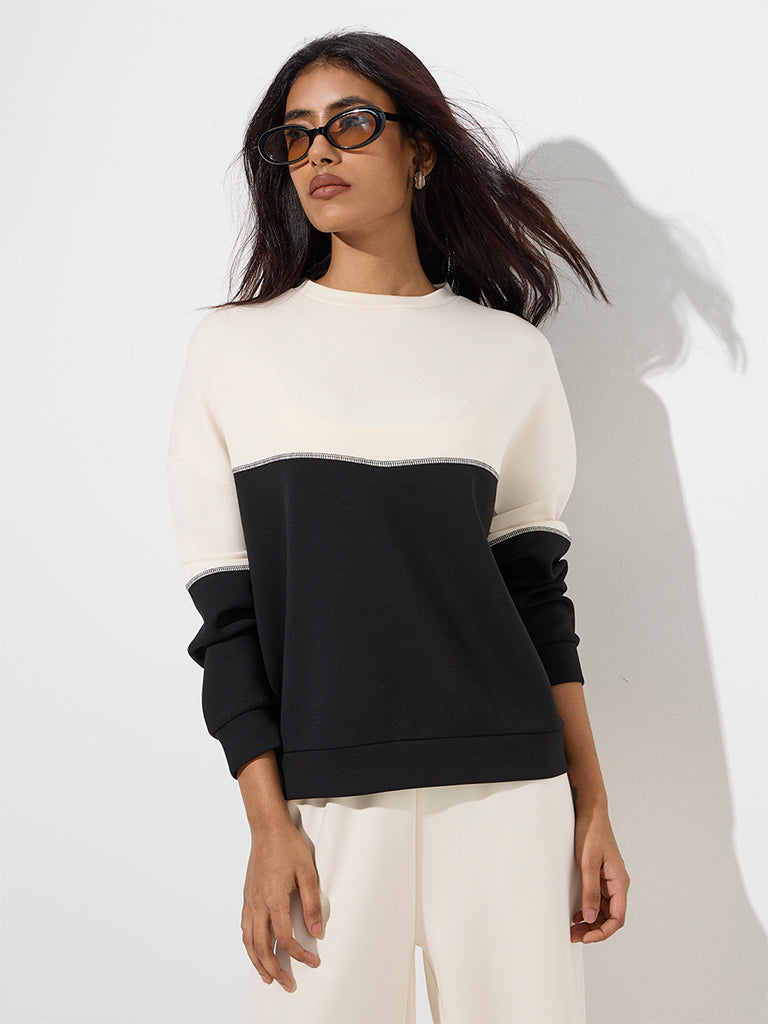LOV Black Colour-Blocked Sweatshirt