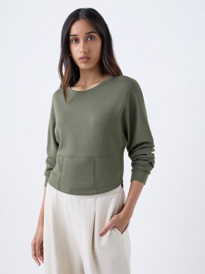 LOV Olive Solid Sweatshirt