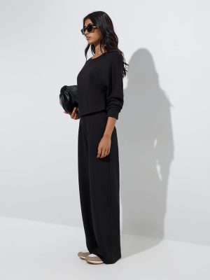 LOV Black Solid Sweatshirt