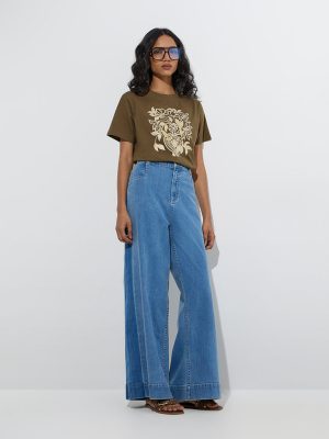 LOV Blue Wide-Leg High-Rise Jeans