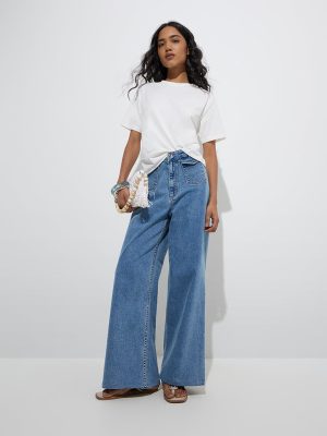 LOV Blue Wide-Leg Mid-Rise Jeans