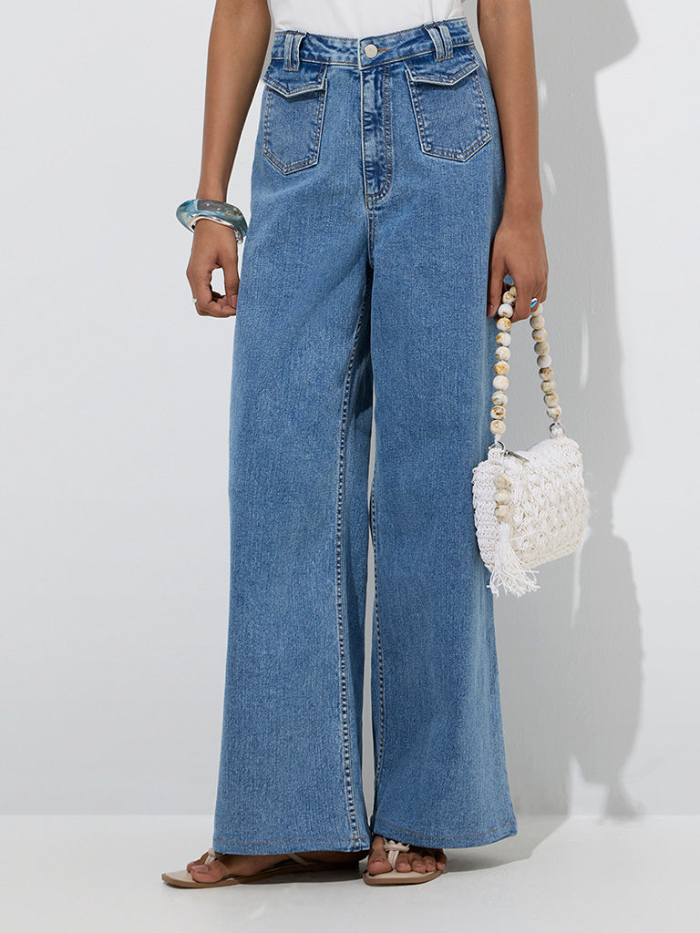 LOV Blue Wide-Leg Mid-Rise Jeans - Image 2