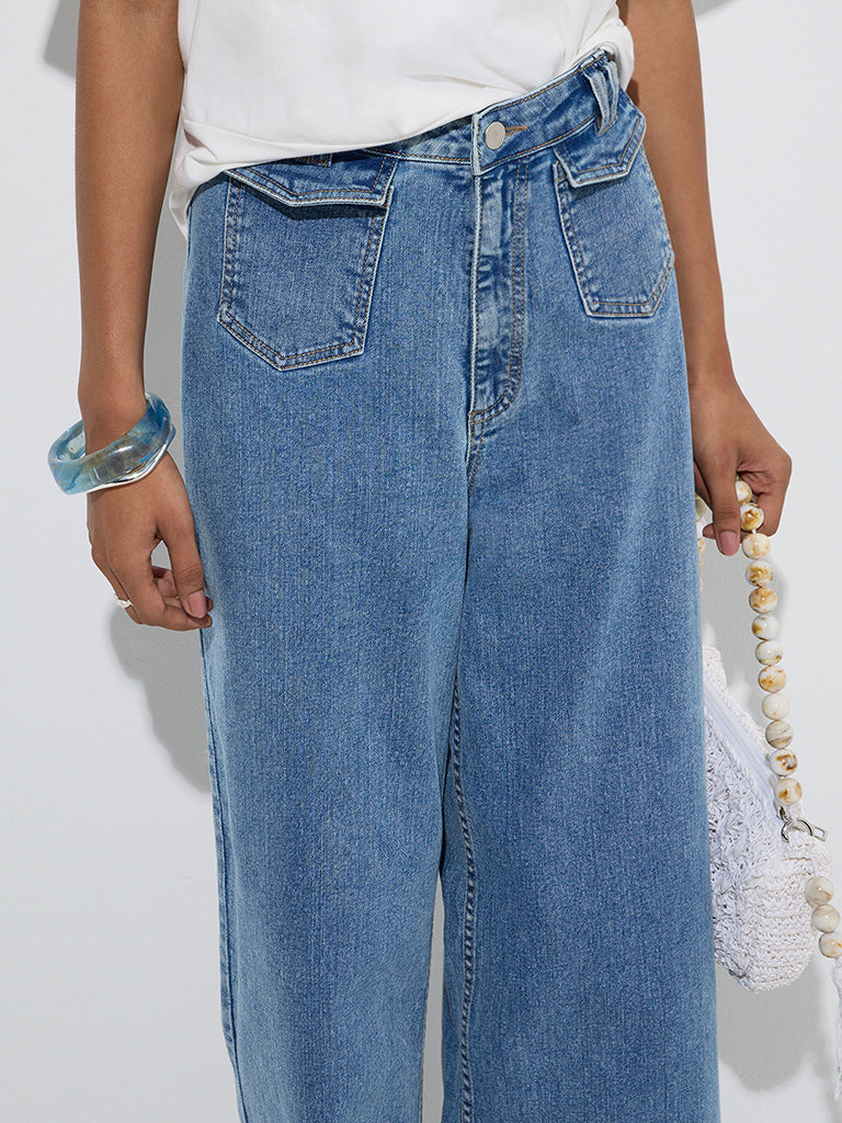 LOV Blue Wide-Leg Mid-Rise Jeans - Image 3