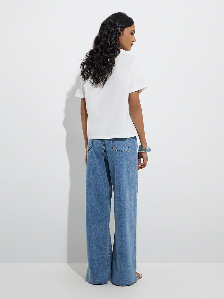 LOV Blue Wide-Leg Mid-Rise Jeans - Image 4