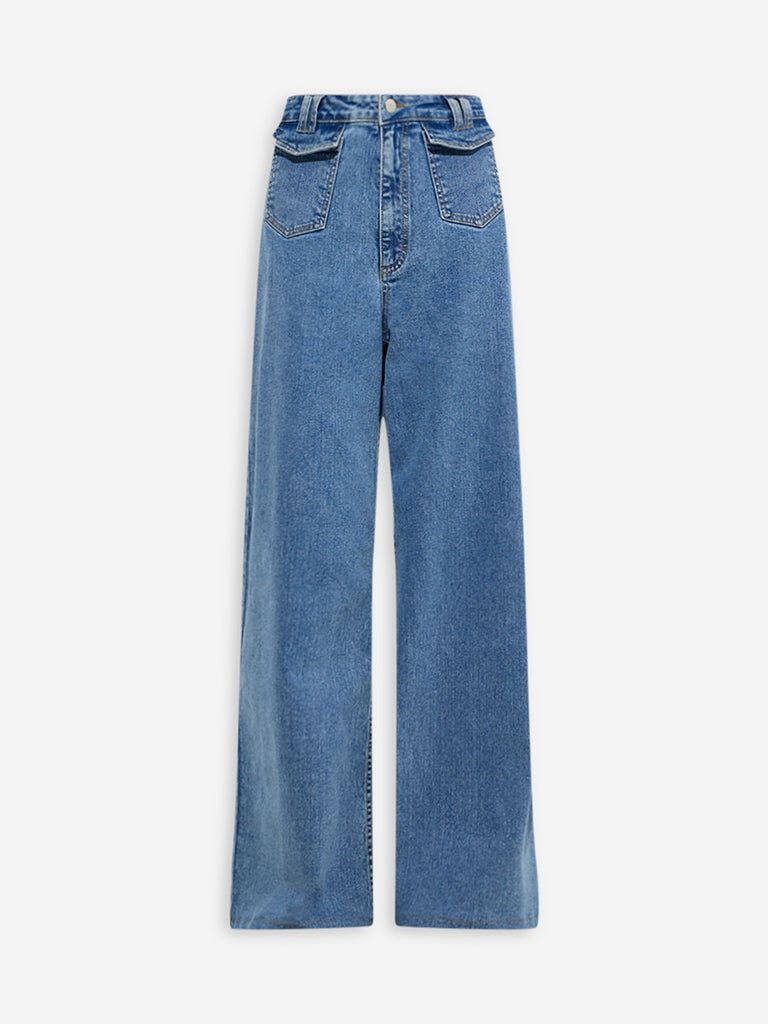 LOV Blue Wide-Leg Mid-Rise Jeans - Image 5