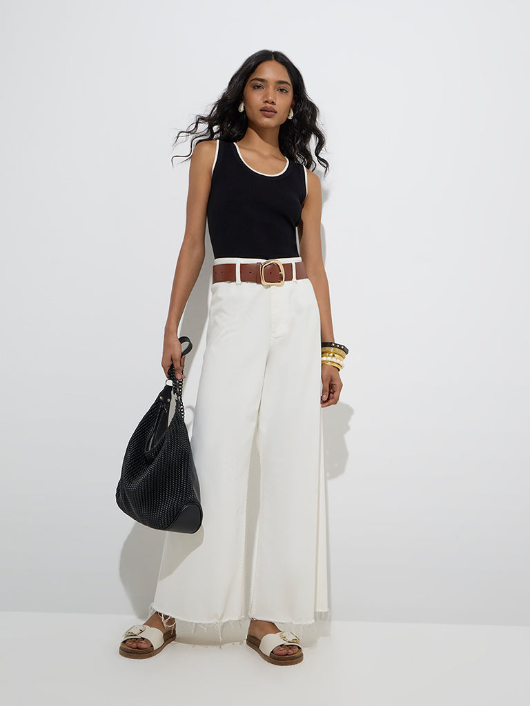 LOV Black Ribbed-Textured Tank Top - Image 2