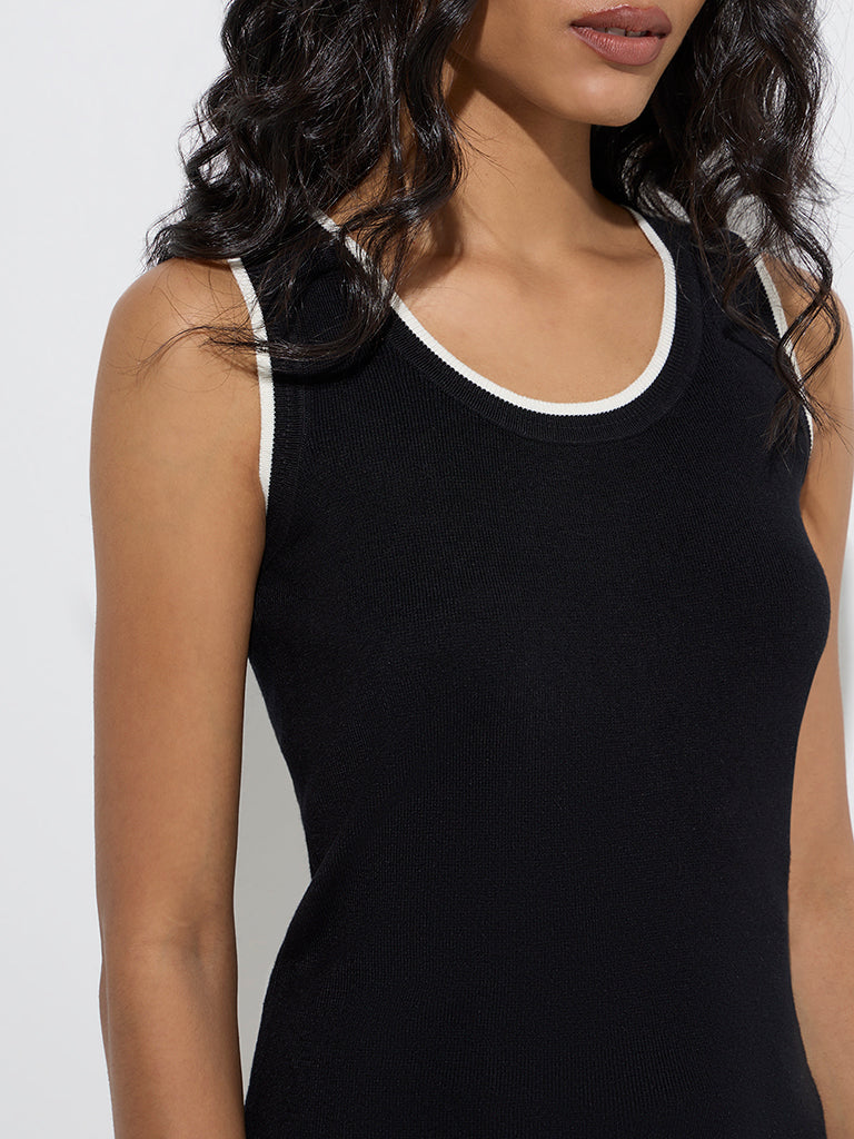 LOV Black Ribbed-Textured Tank Top - Image 3