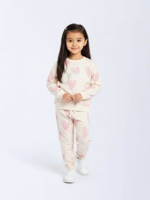 HOP Kids Off-White Cotton Sweatshirt and Leggings Set