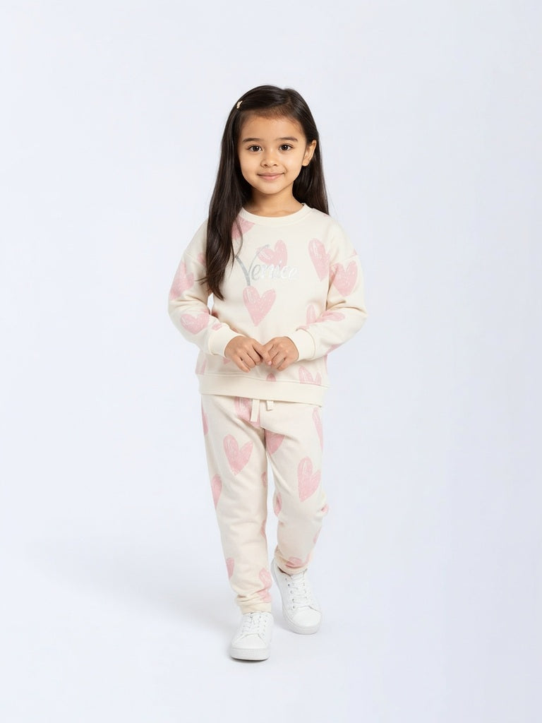 HOP Kids Off-White Cotton Sweatshirt and Leggings Set