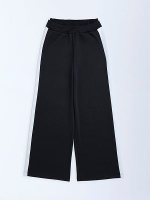 Y&F Kids Black Stripe Detailed Mid-Rise Pants