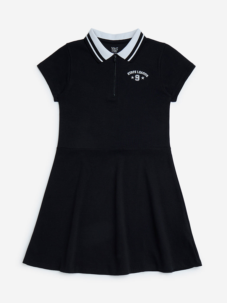Y&F Kids Black Cotton-Blend Dress