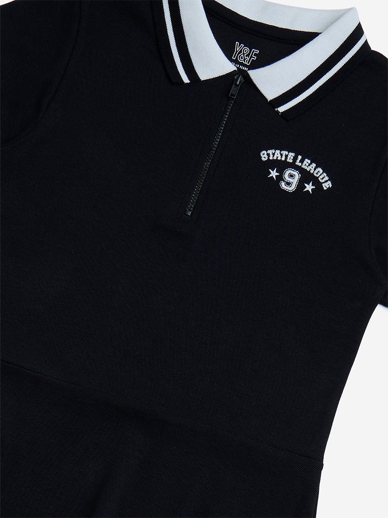 Y&F Kids Black Cotton-Blend Dress - Image 4